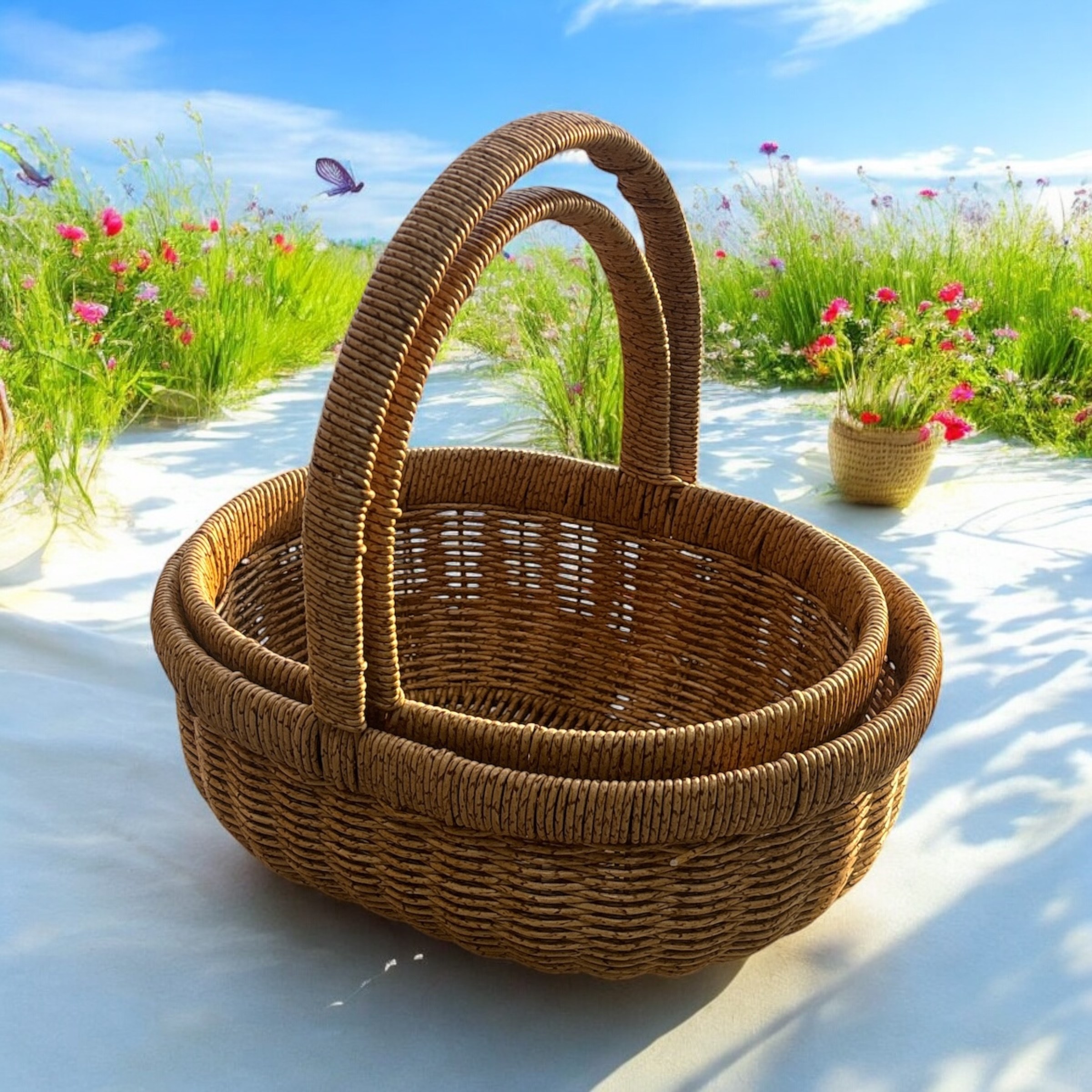 2'li Kulplu Piknik / Genel Amaçlı Sepet Oval - 609