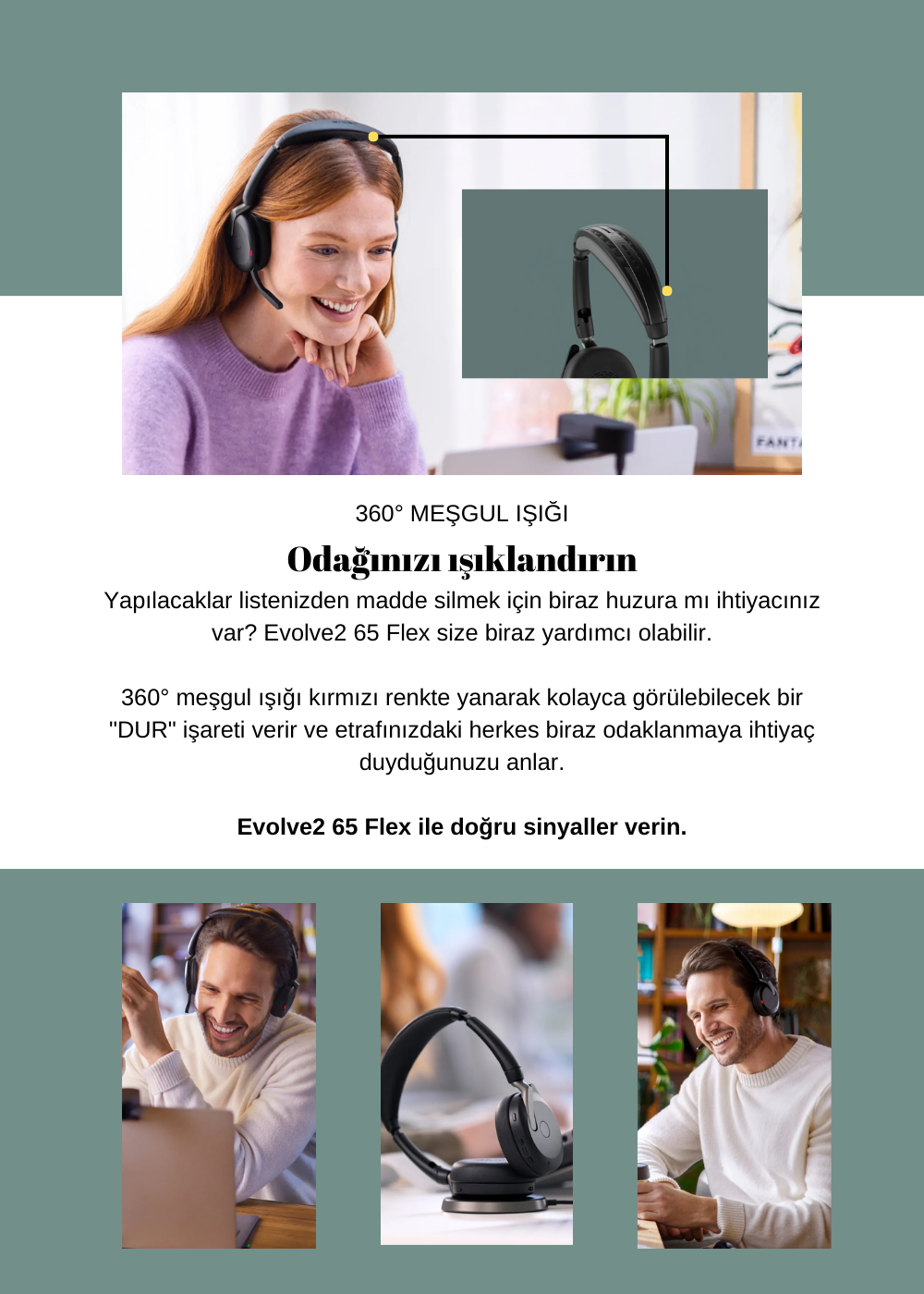 Jabra Evolve2 65 Flex Duo USB-C MS Kablosuz Şarjlı Kulak Üstü Kulaklık