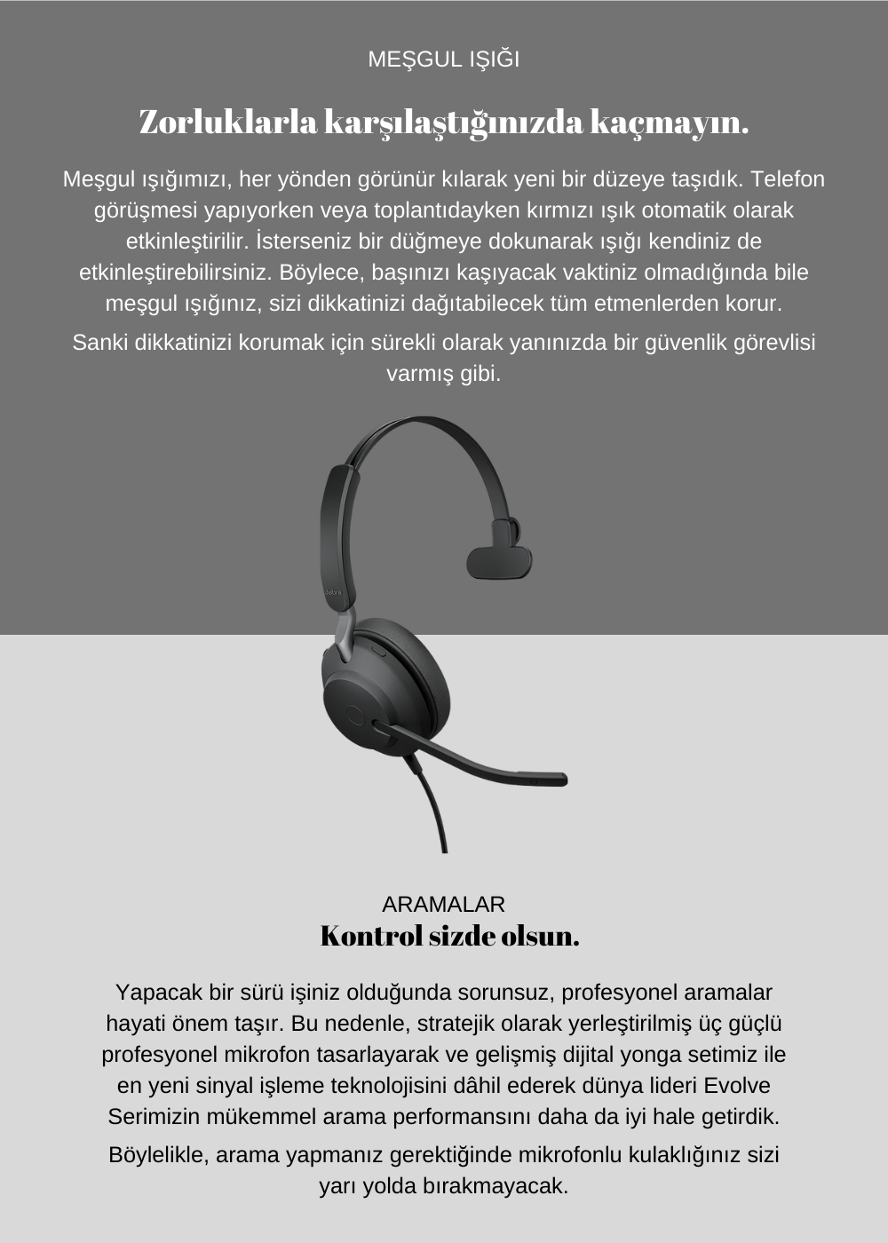 Jabra Evolve2 40 Mono Usb-C Ms Kablolu Kulak Üstü Kulaklık