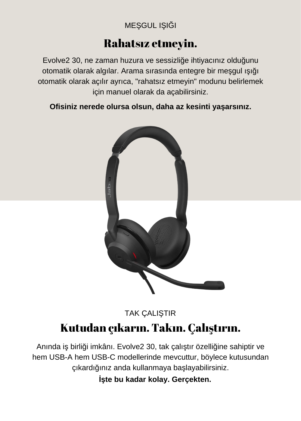 Jabra Evolve2 30 Duo Usb Ms Kablolu Kulak Üstü Kulaklık