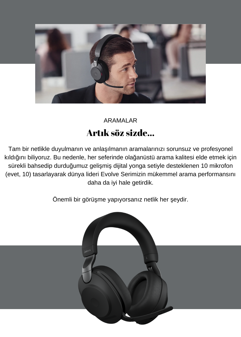 Jabra Evolve2 85 USB MS Office Kulaklık