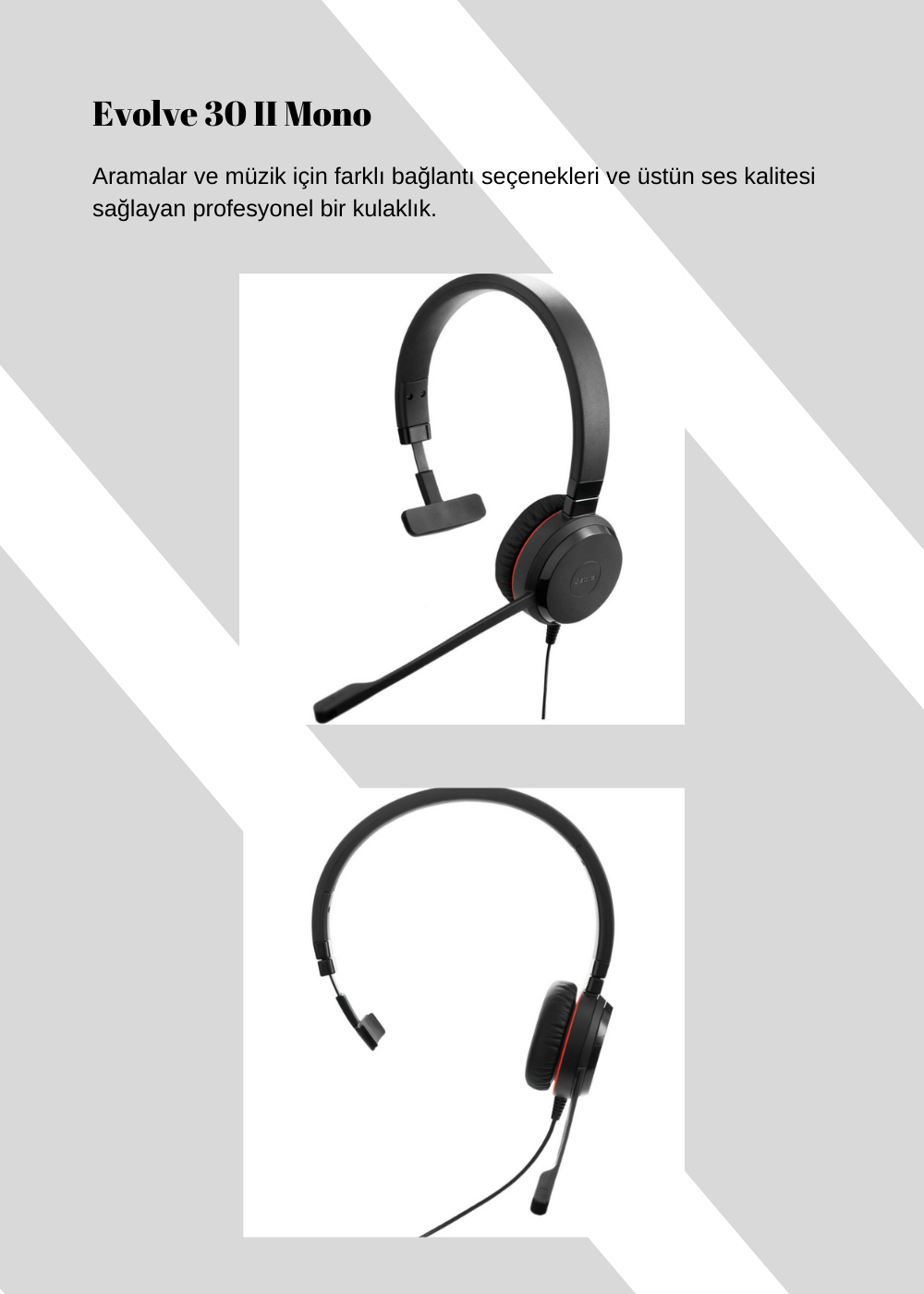 Jabra Evolve 30 II UC Mono USB Mikrofonlu Kulak Üstü Kulaklık (Jabra Türkiye Garantili)