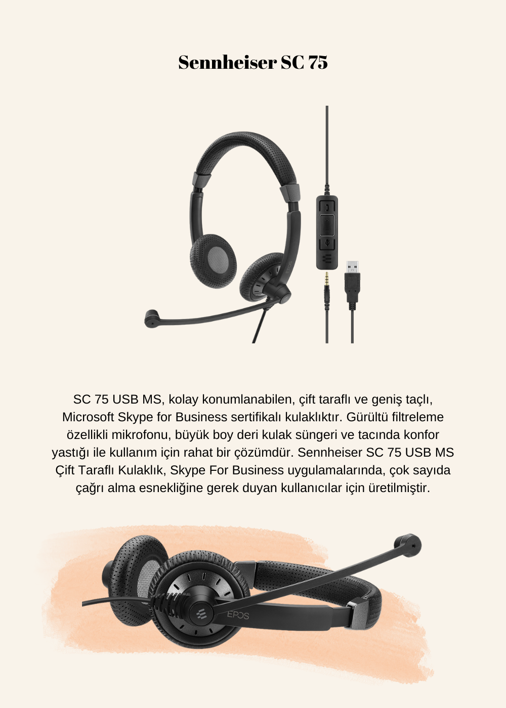 EPOS Sennheiser SC 75 USB MS Duo Kulak Üstü Kulaklık