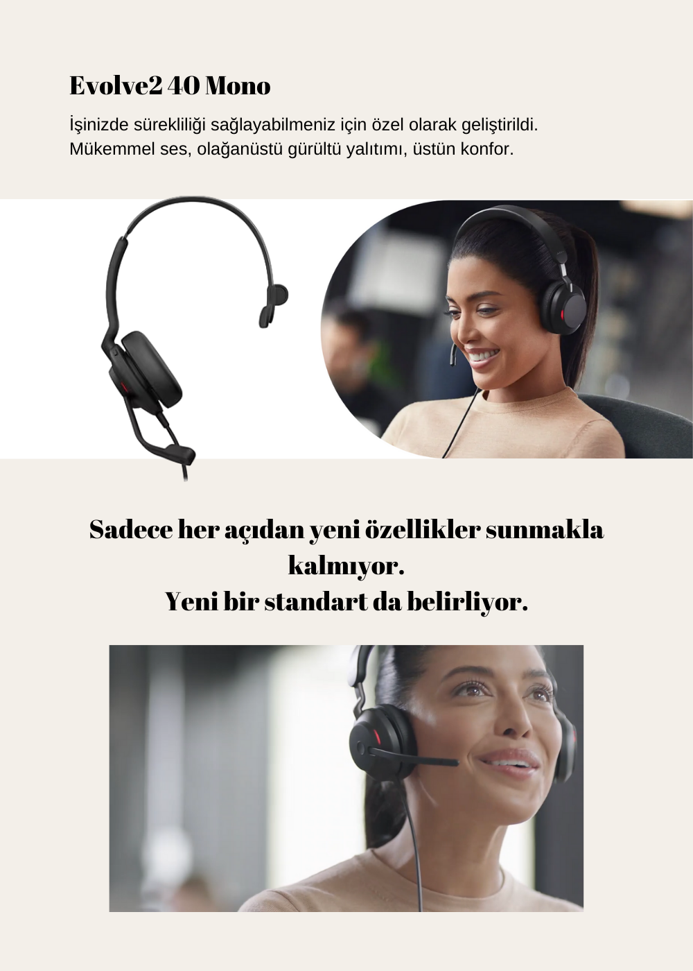 Jabra Evolve2 40 Mono Usb Ms Kablolu Kulak Üstü Kulaklık