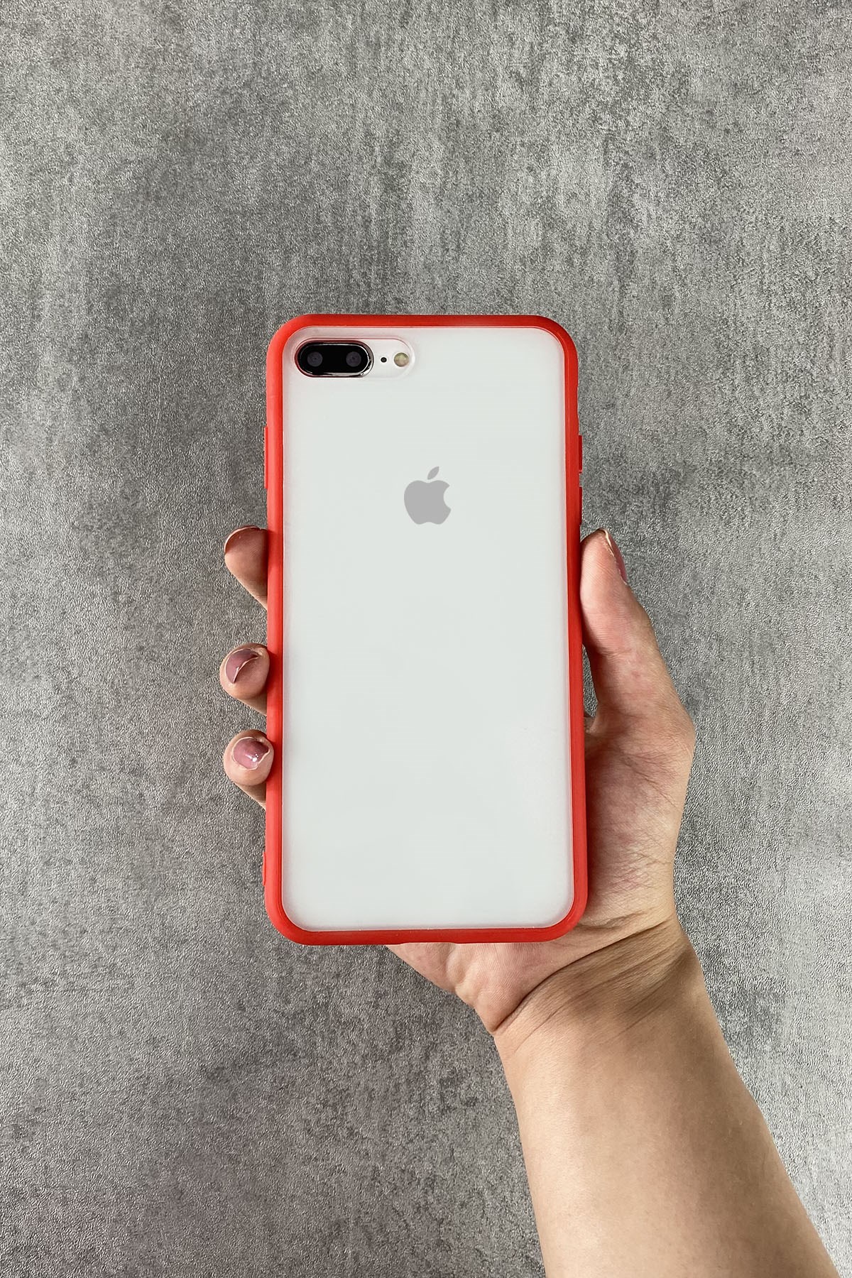iPhone Kırmızı Şeffaf Mika Kılıf 7 Plus/8 Plus | Konsept Aksesuar