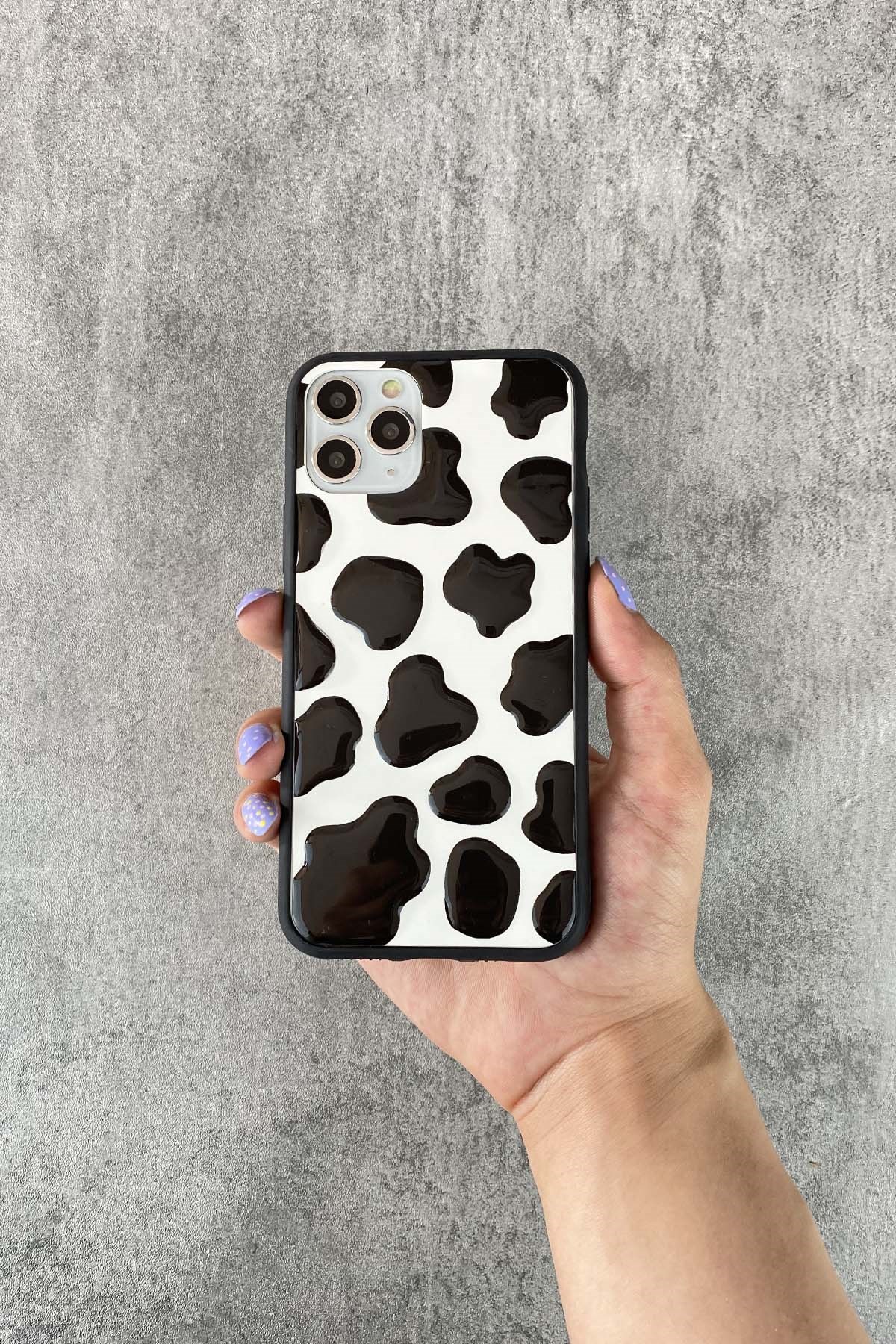 iPhone Siyah-Beyaz Benekli 3D Kılıf 11 Promax | Konsept Aksesuar