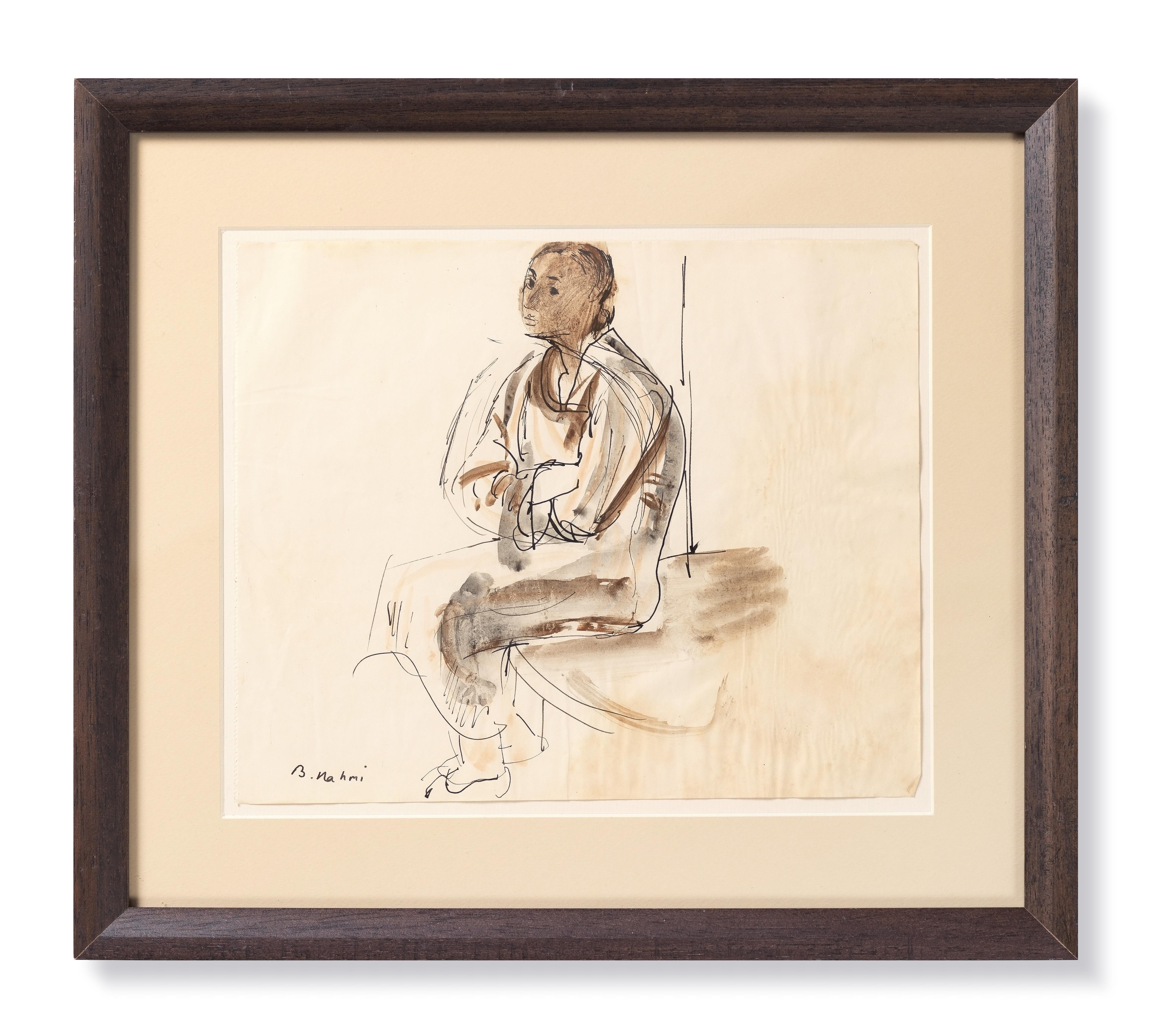 Oturan Kadın Kahverengi