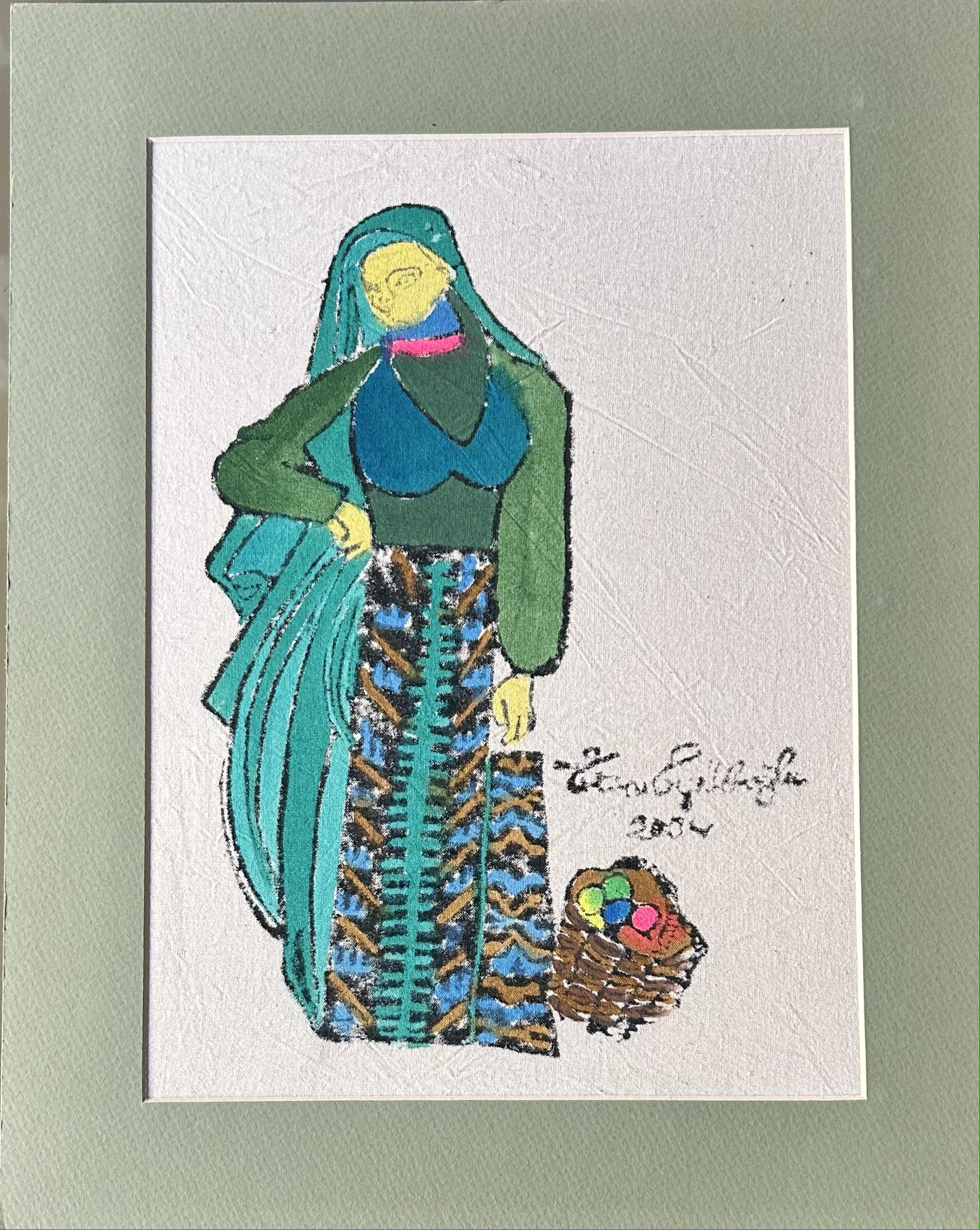 Önlüklü Köylü Kadın Paspartu