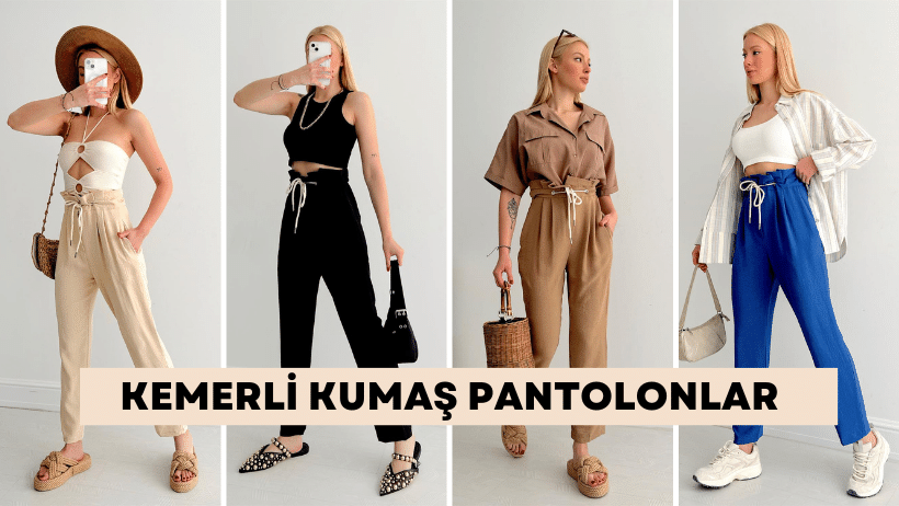 Kemerli Kumaş Pantolon