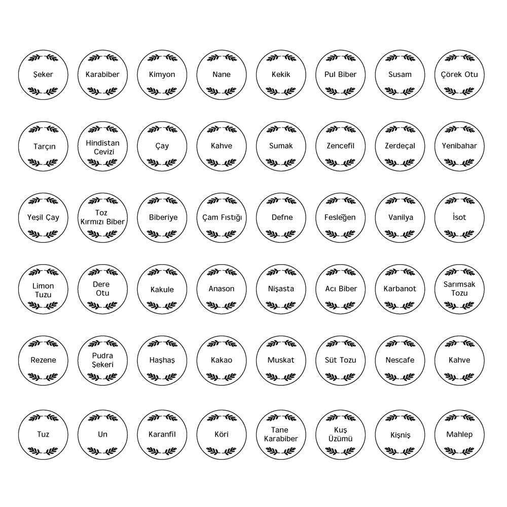 Dijitalya | Beyaz Renk 48'li Baharatlık Sticker Etiket Seti - STC99 |  212shop
