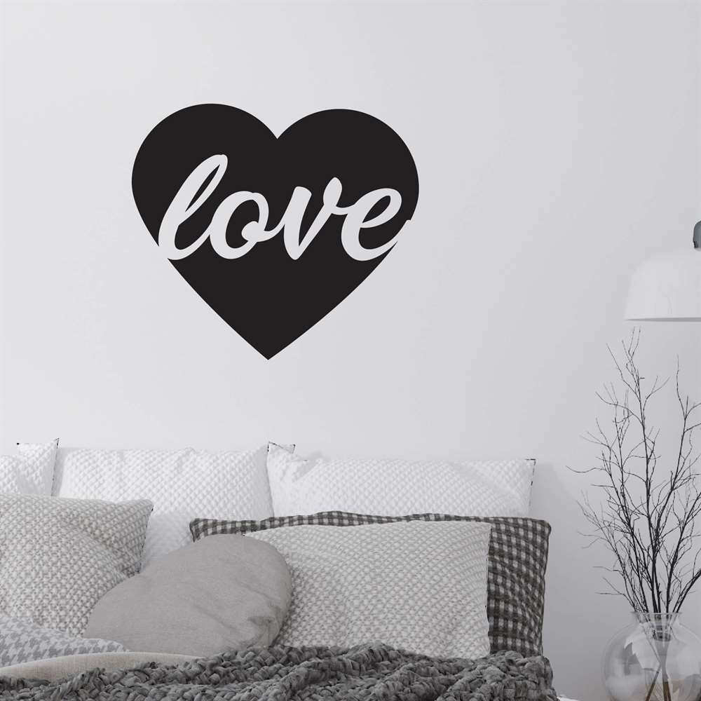 Dijitalya | Siyah Renk Love Kalp Dekor Sticker - STC249