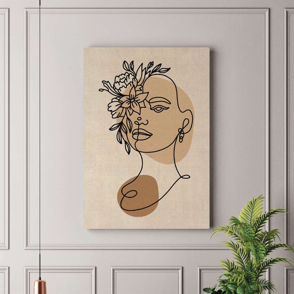 Çiçek ve Kadın Yüzü Dekoratif Kanvas Tablo | Dijitalya