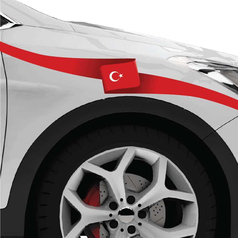Türkiye Bayrağı Araç Çamurluk Sticker | Dijitalya