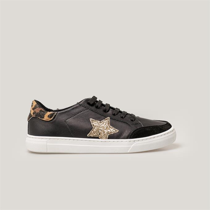 Merli&Rose Star Kadın Sneaker | Siyah-Leopar-Gold