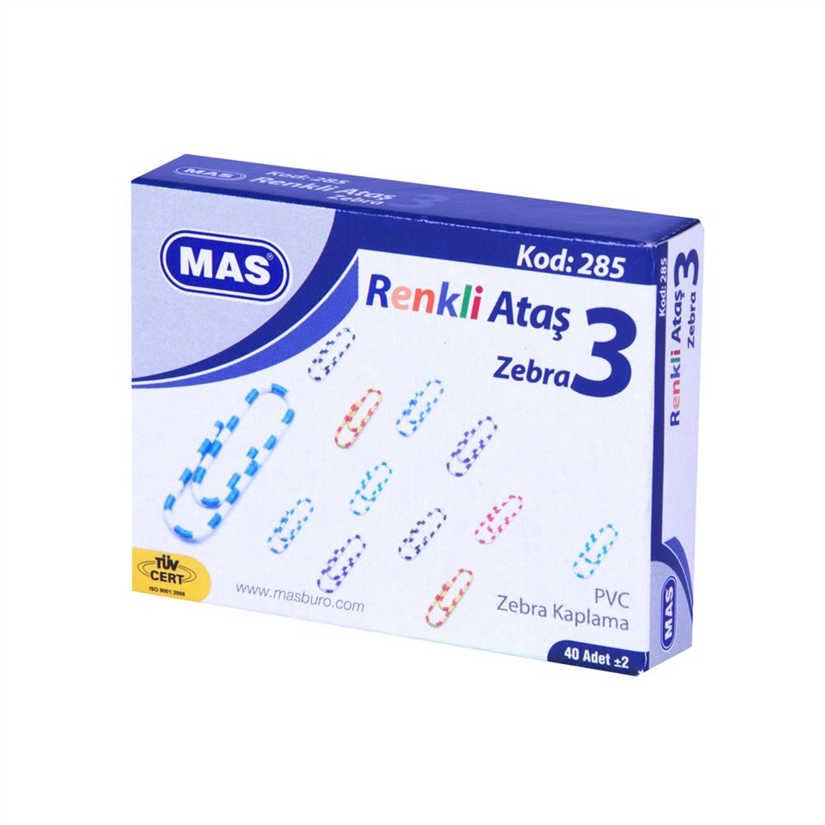 Mas 285 ataş renkli zebra 28mm