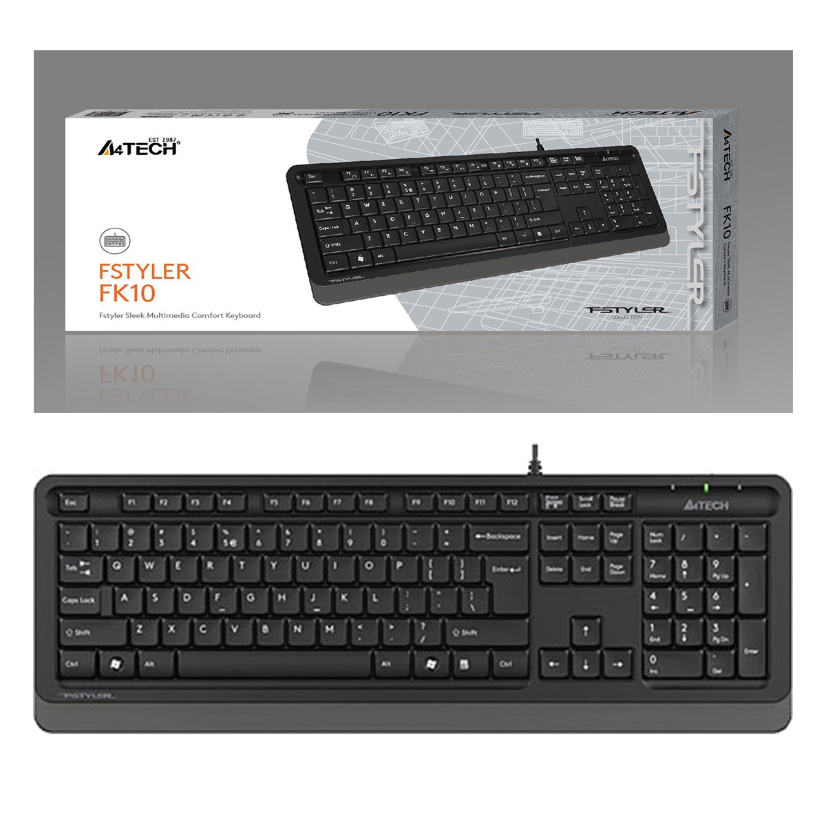 A4 Tech klavye fk10 Q usb Fsytyler gri tr sleek
