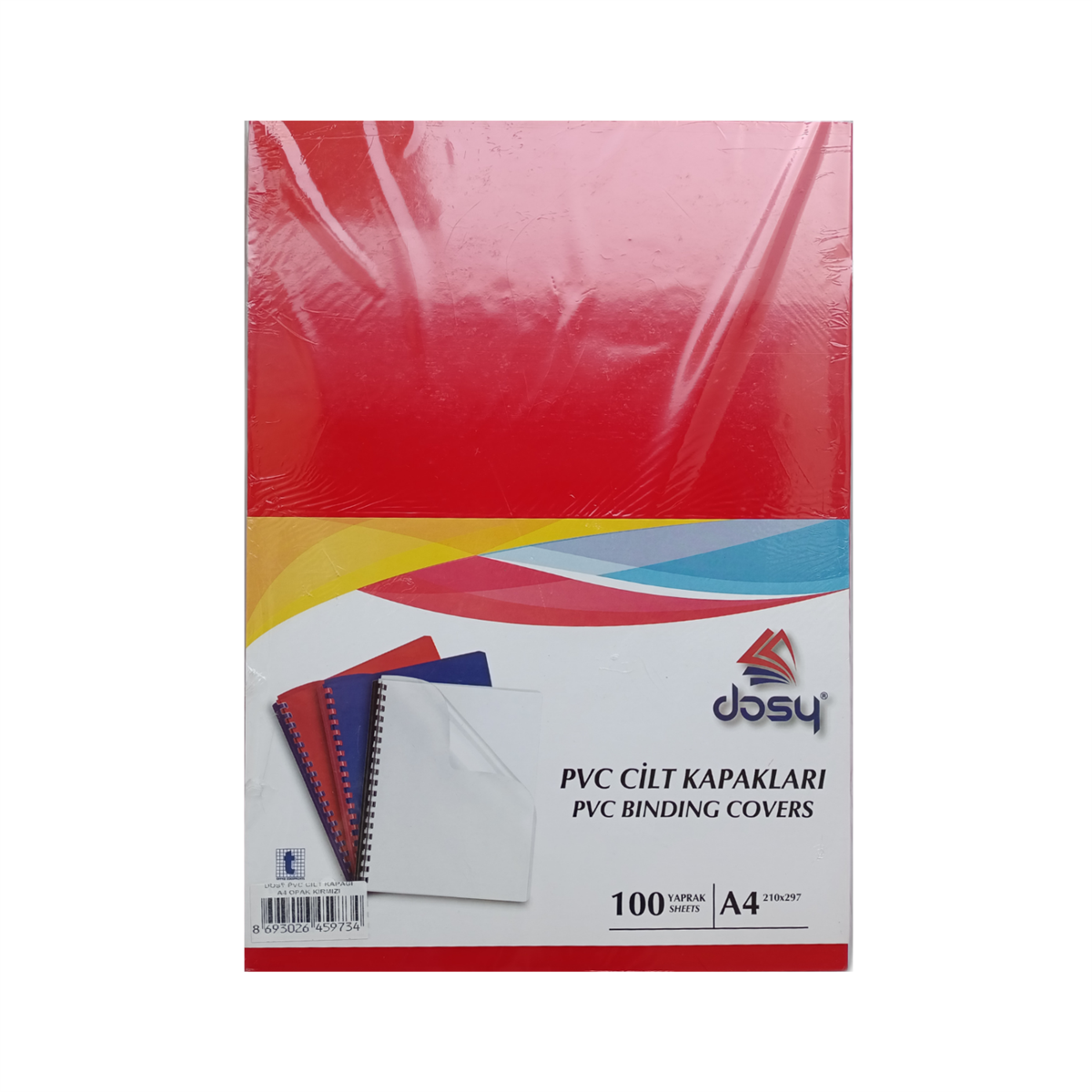 Dosy A4 Cilt Kapağı PVC 160 Micron 100'lü Kırmızı