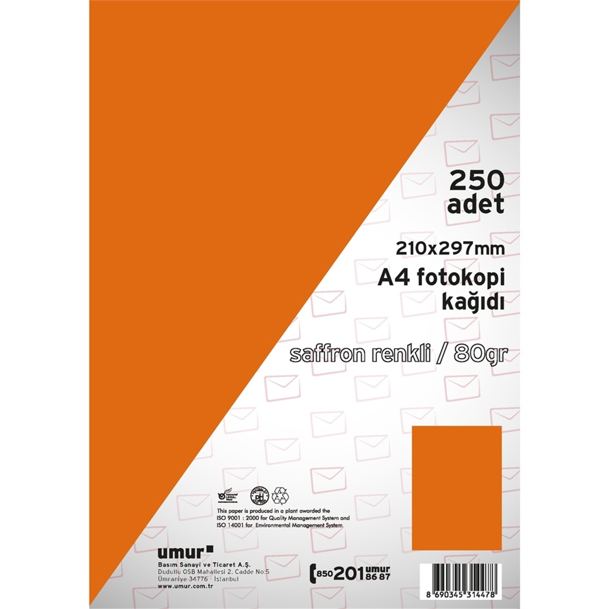 Umur fotokopi kağıdı A4 saffron 240 250lik 80gr