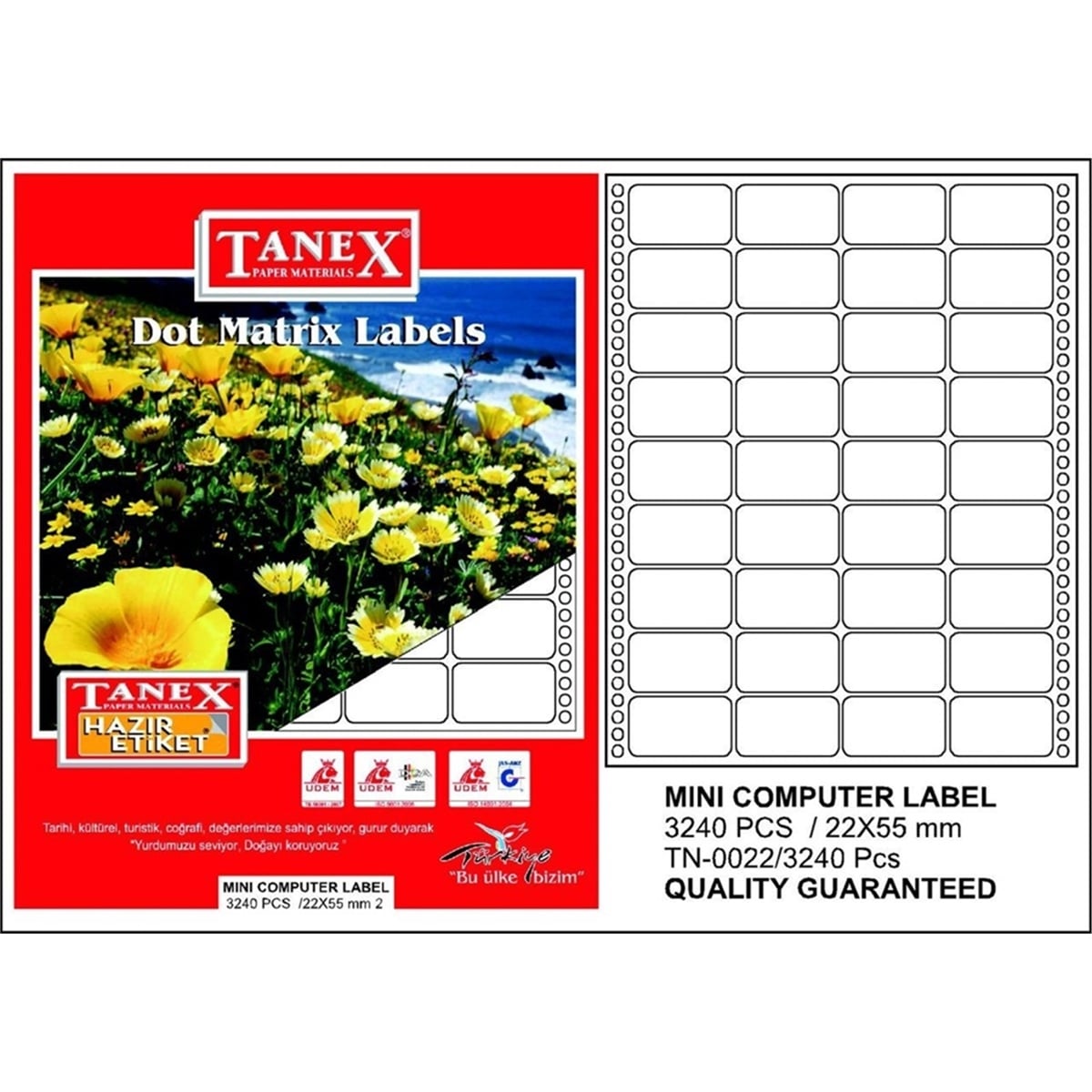 Tanex 22x55 bilgisayar etiketi tn-0022