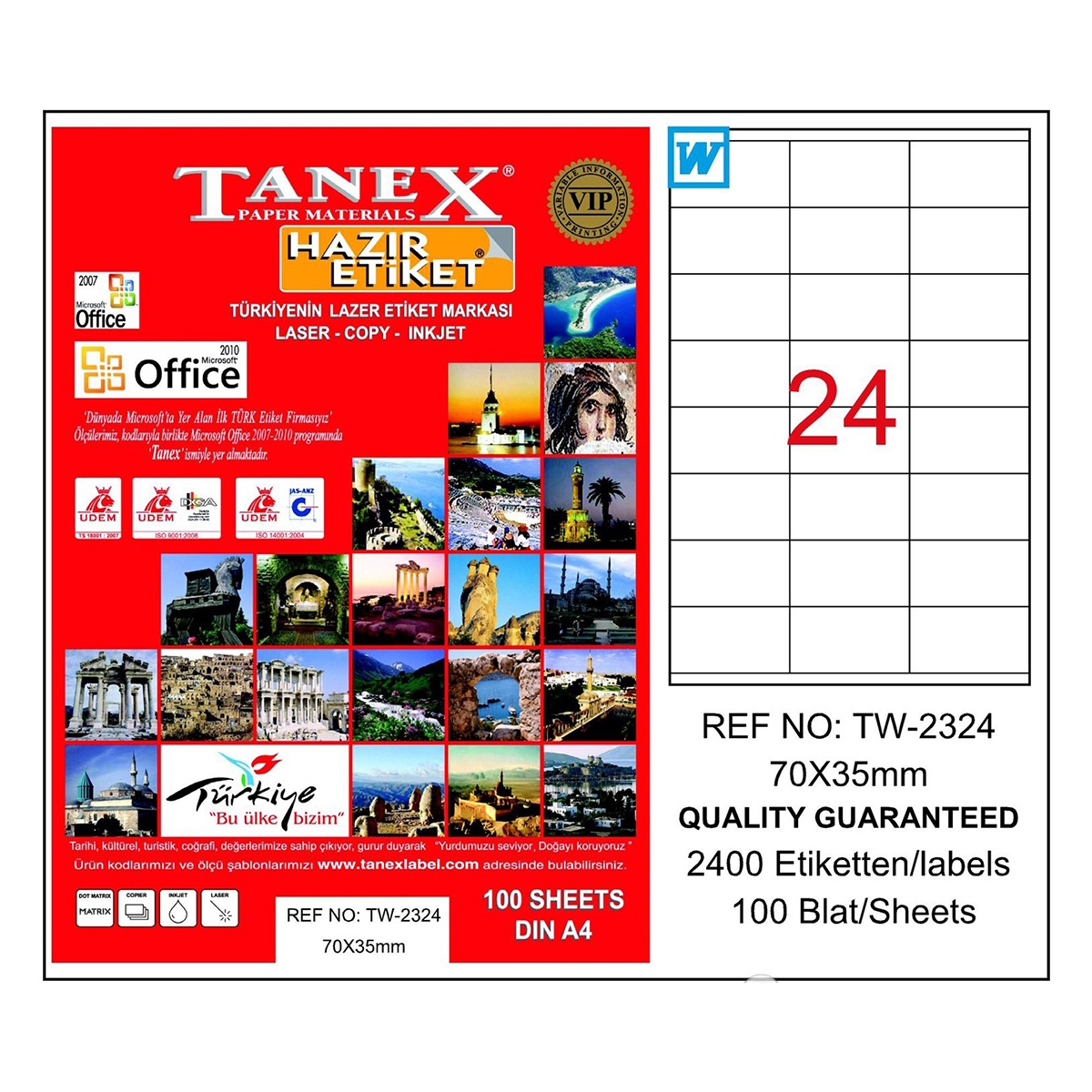 Tanex laser etiket 70x35 tw-2324