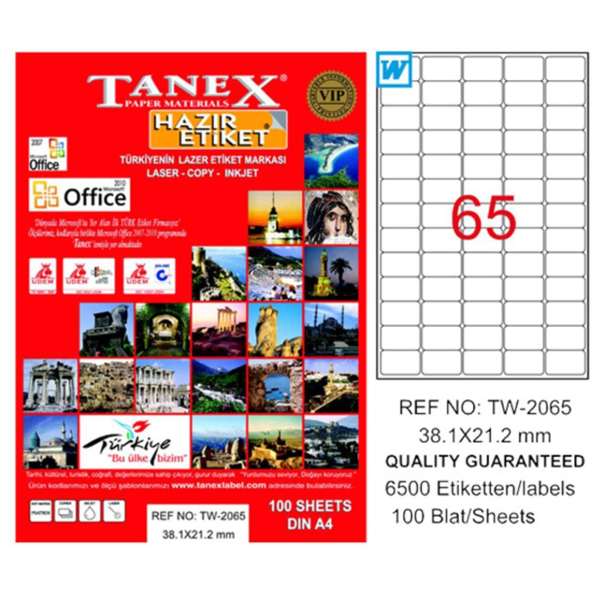 Tanex laser etiket 38.1x21.2 tw-2065