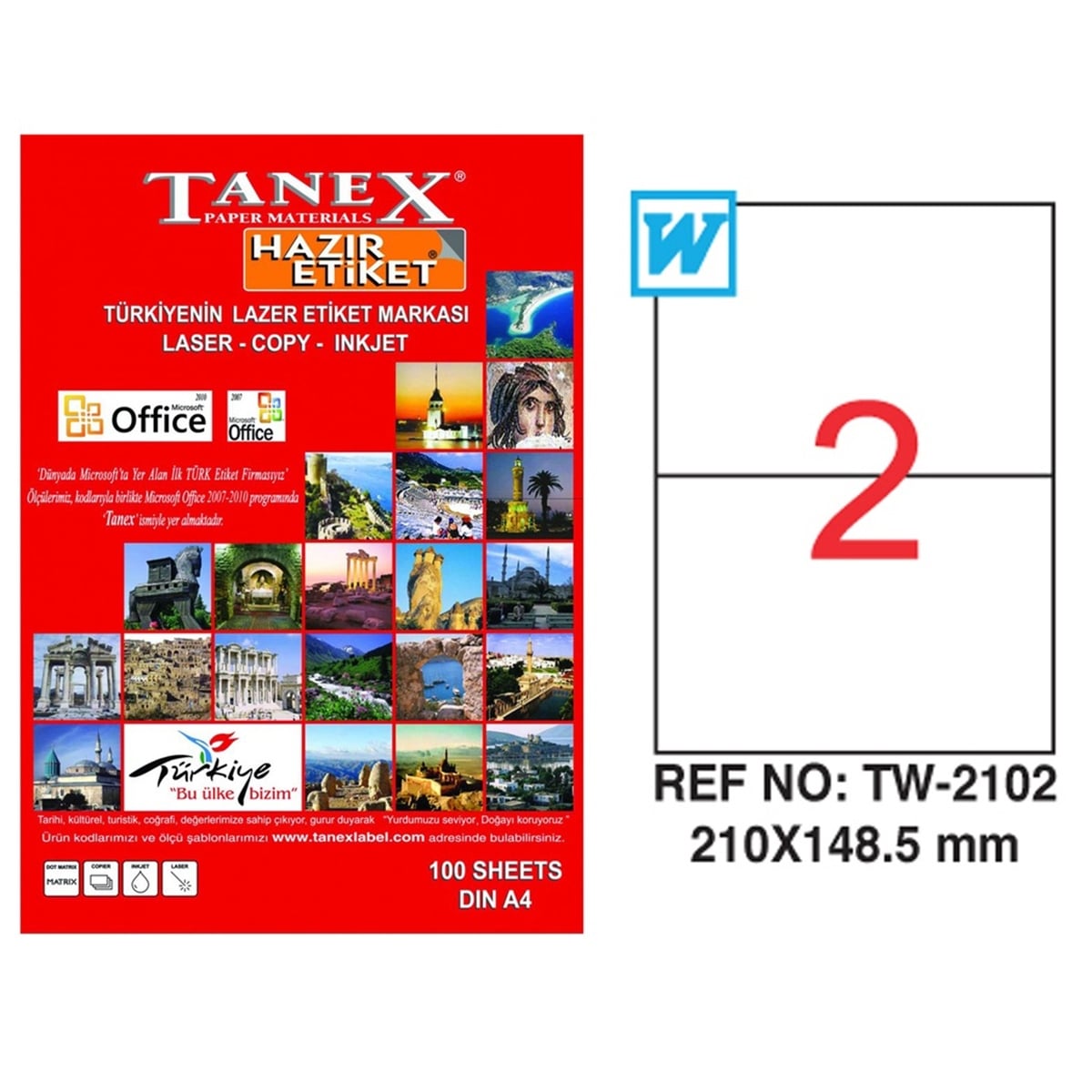 Tanex Laser Etiket 210x148.5 Tw-2102