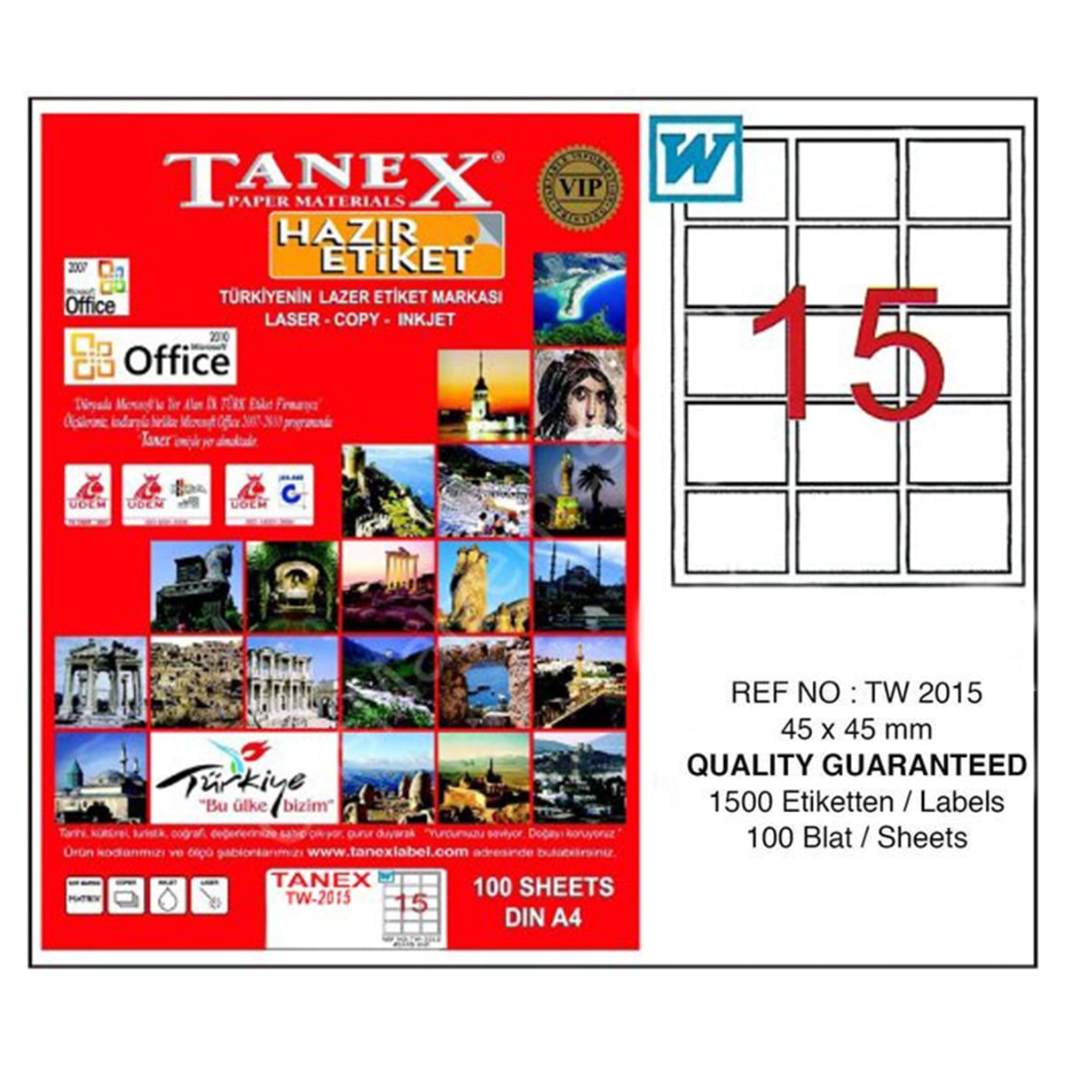 Tanex laser etiket 45x45 tw-2015