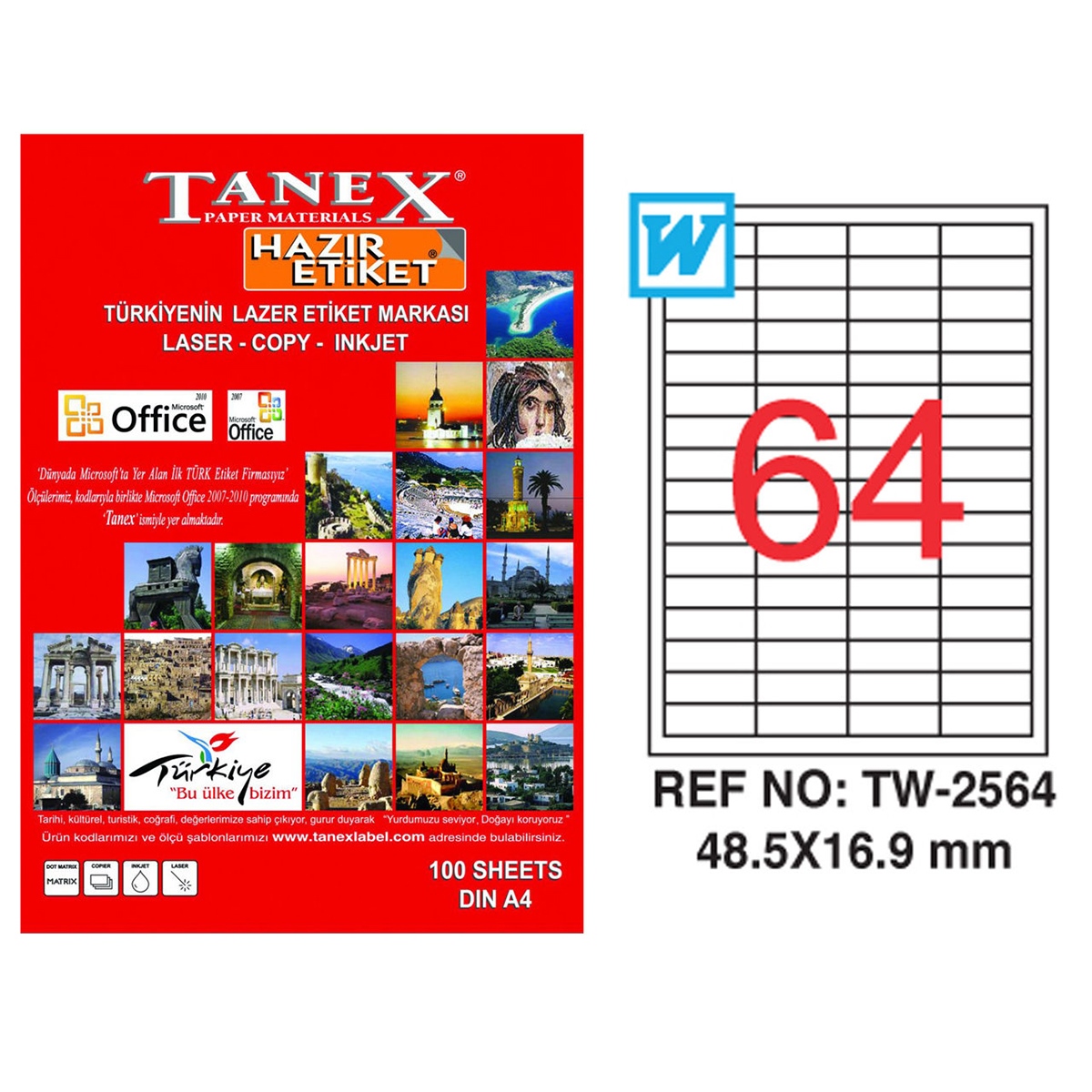 Tanex Laser Etiket 48.5x16,9 Tw-2564