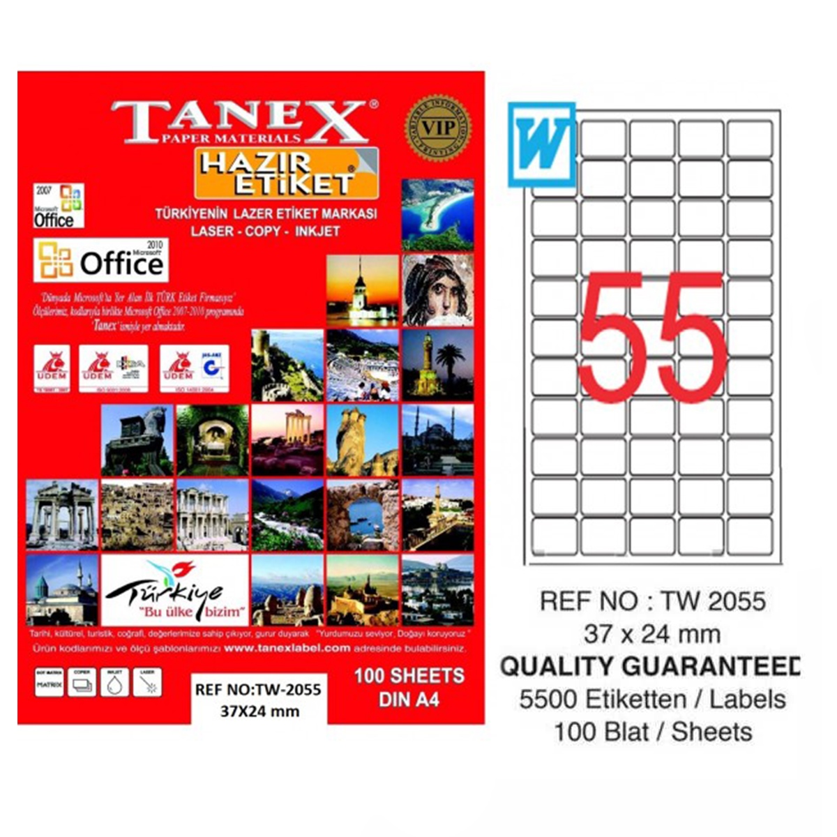 Tanex laser etiket 37x24 tw-2055