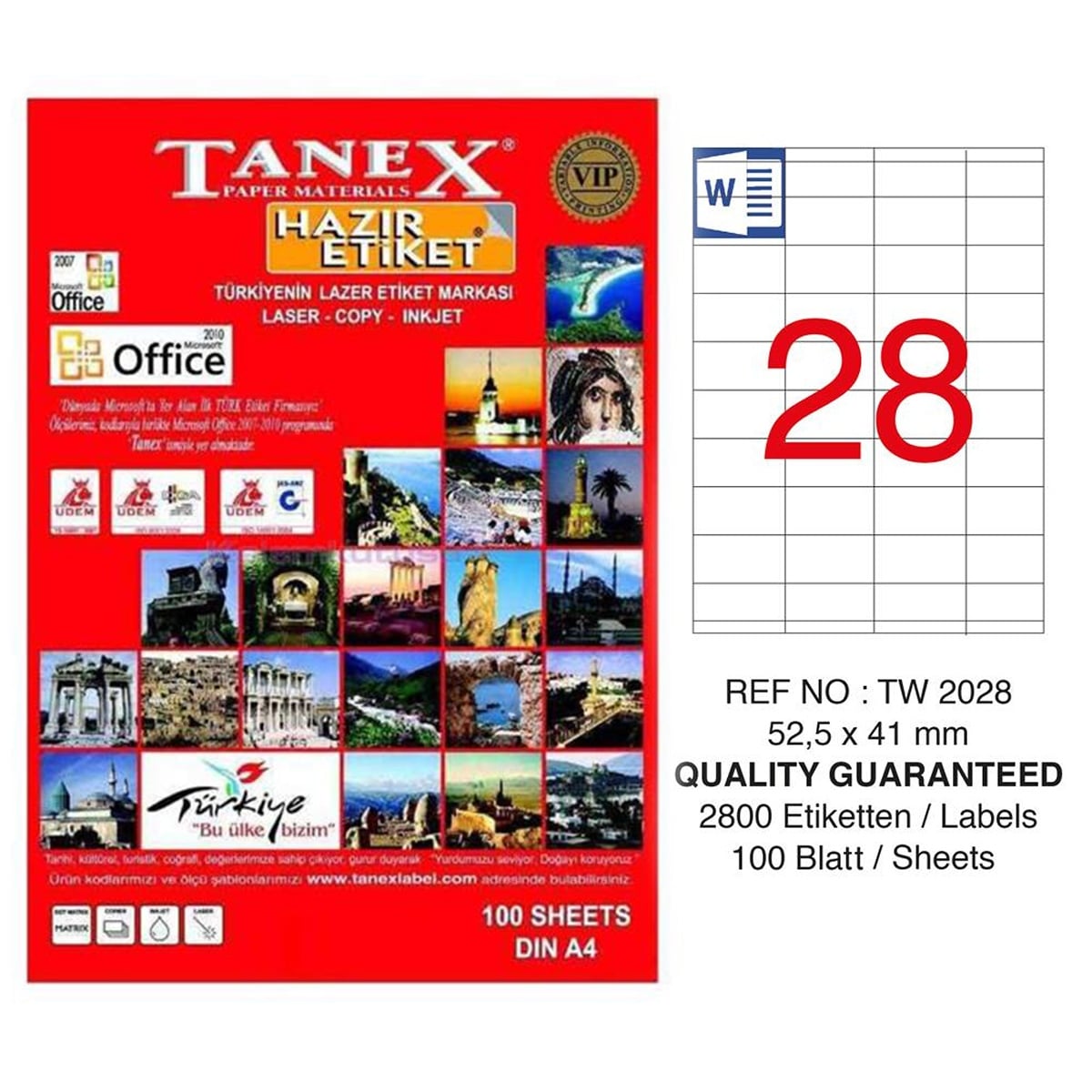 Tanex laser etiket 52x41 tw-2028
