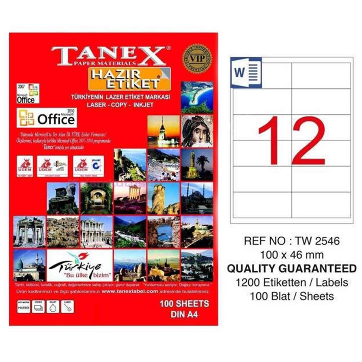 Tanex laser etiket 100x46 tw-2546