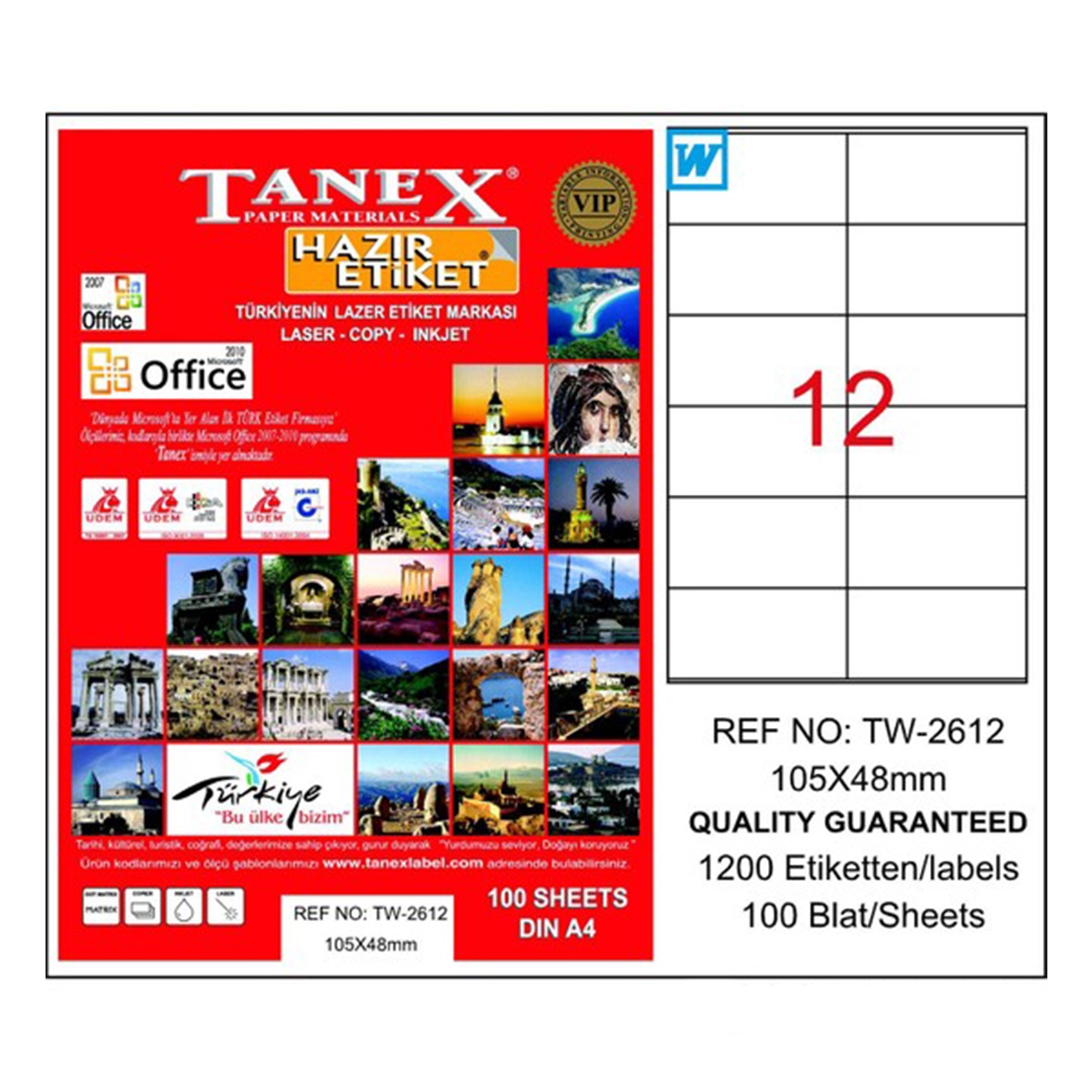 Tanex laser etiket 105x48 tw-2612