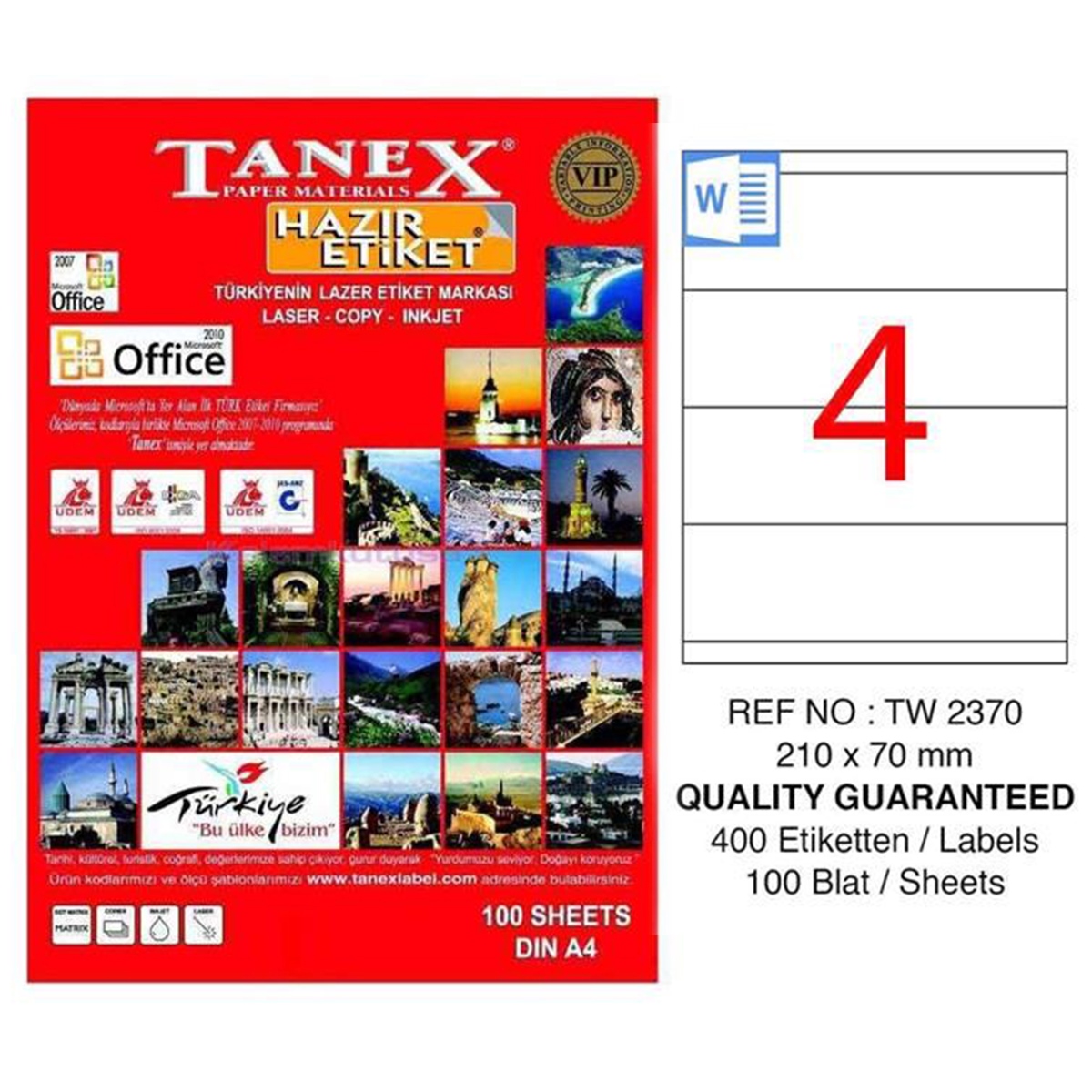 Tanex laser etiket 210x70 tw-2370