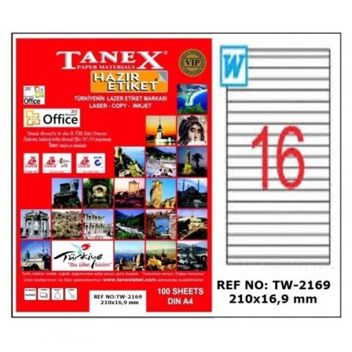 Tanex laser etiket 210x16,9 tw-2169