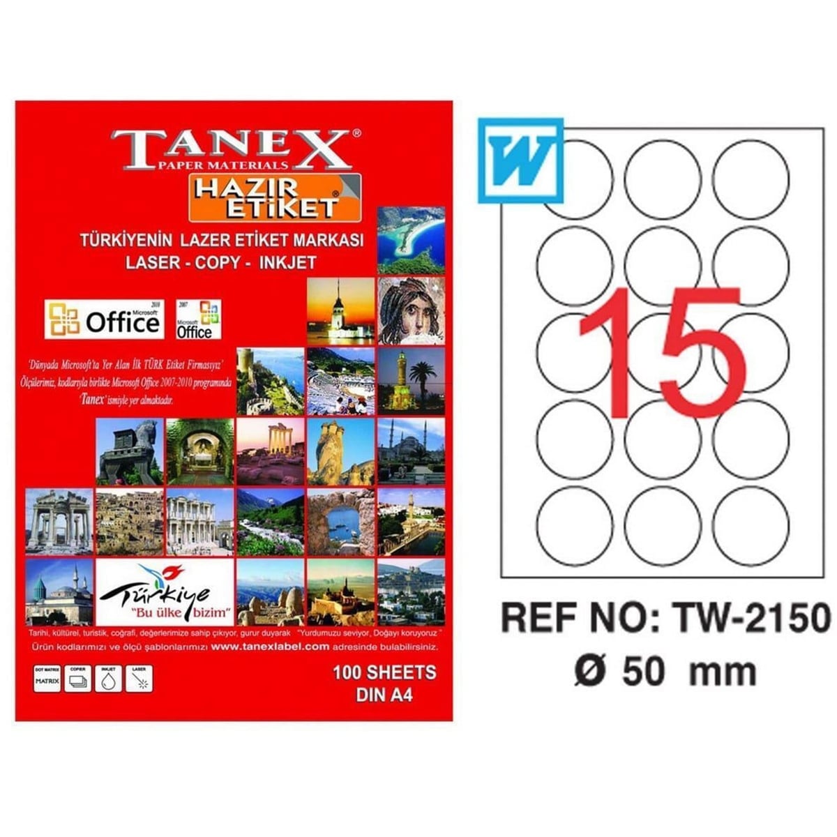 Tanex laser etiket 50mm tw-2150