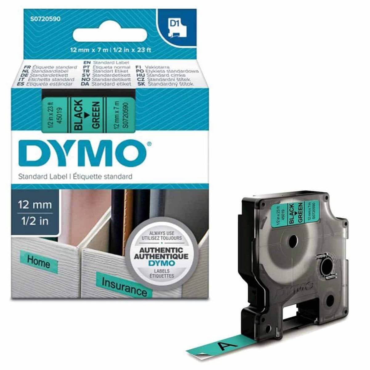 Dymo D1 Etiket 12x7 Yeşil/Siyah D-45019