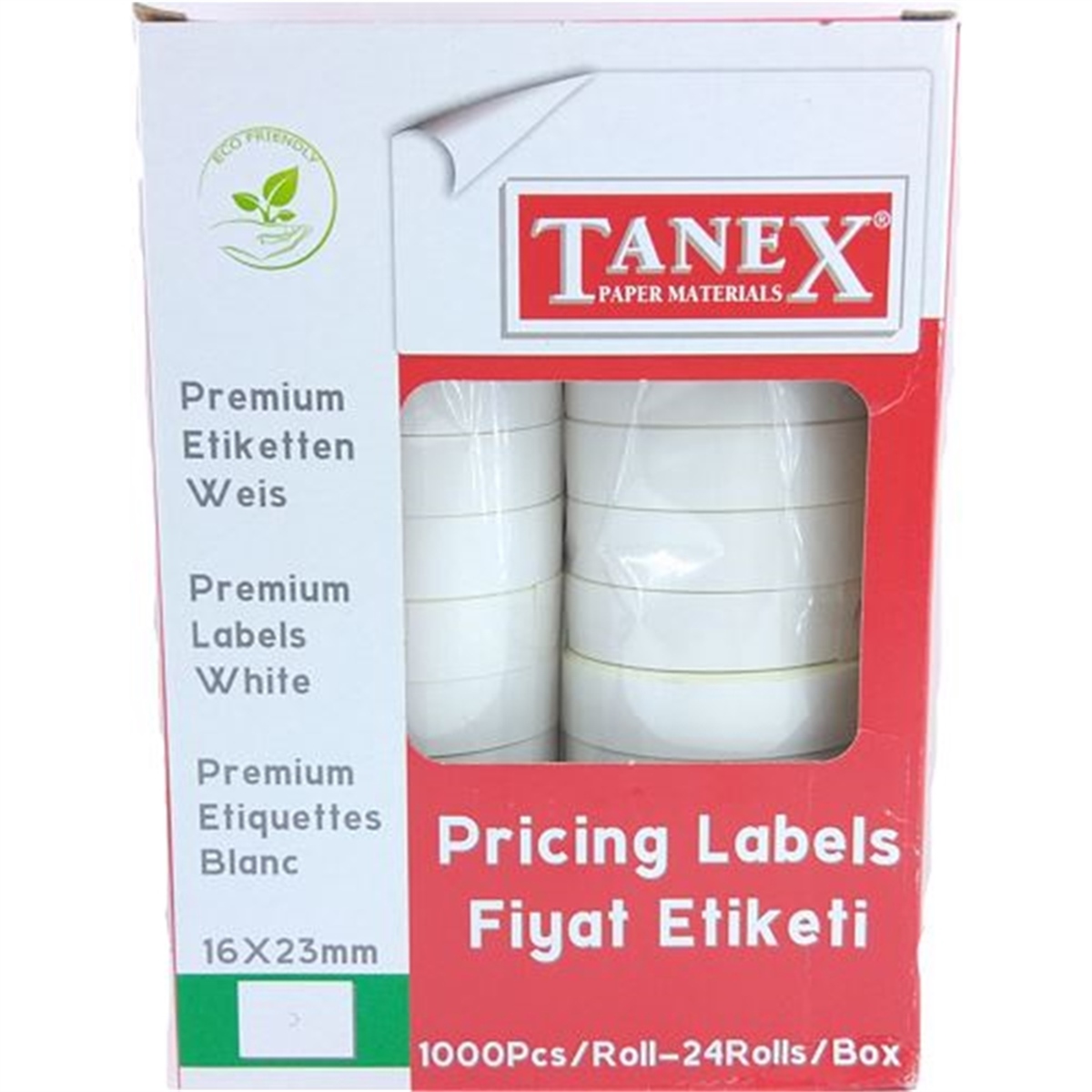 Tanex motex çizgili etiket 16x23 çift kafa(1000li)