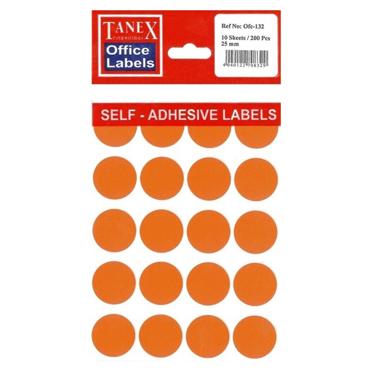 Tanex Ofis Etiketi 25mm Florasan Turuncu Renkli OFC-132