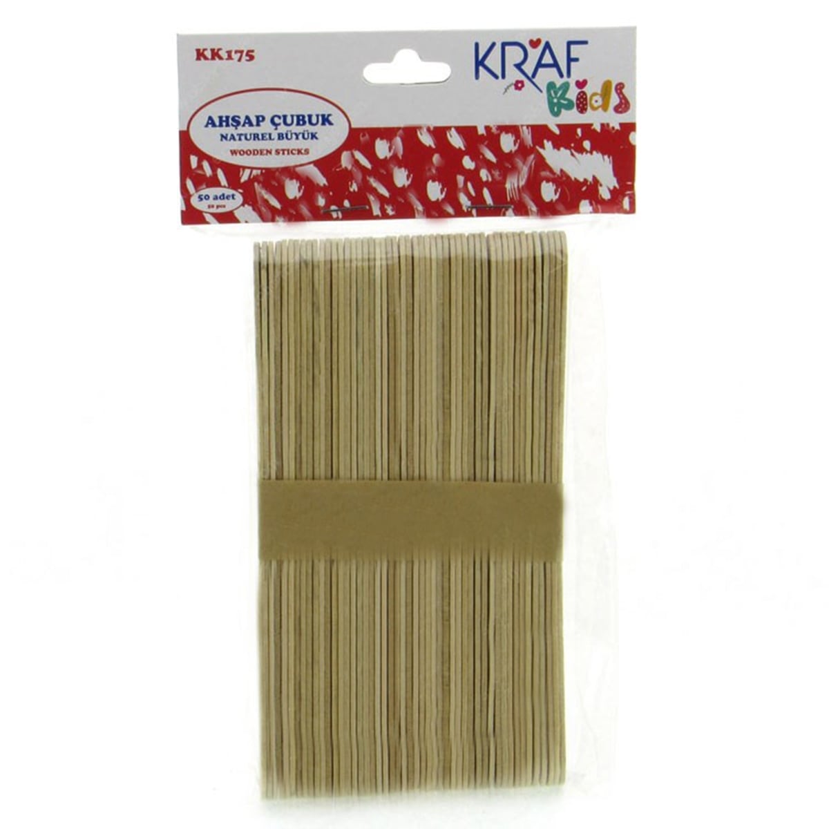 Kraf Ahşap Çubuk - Naturel Büyük - Kids 50'li KK175