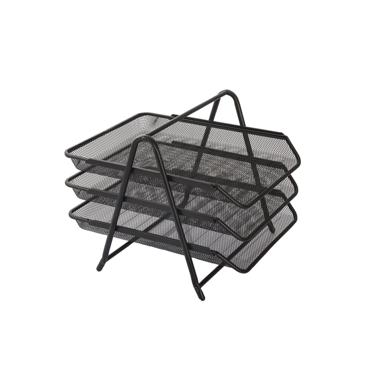 Kraf evrak rafı perforeli metal 3 katlı siyah 460g