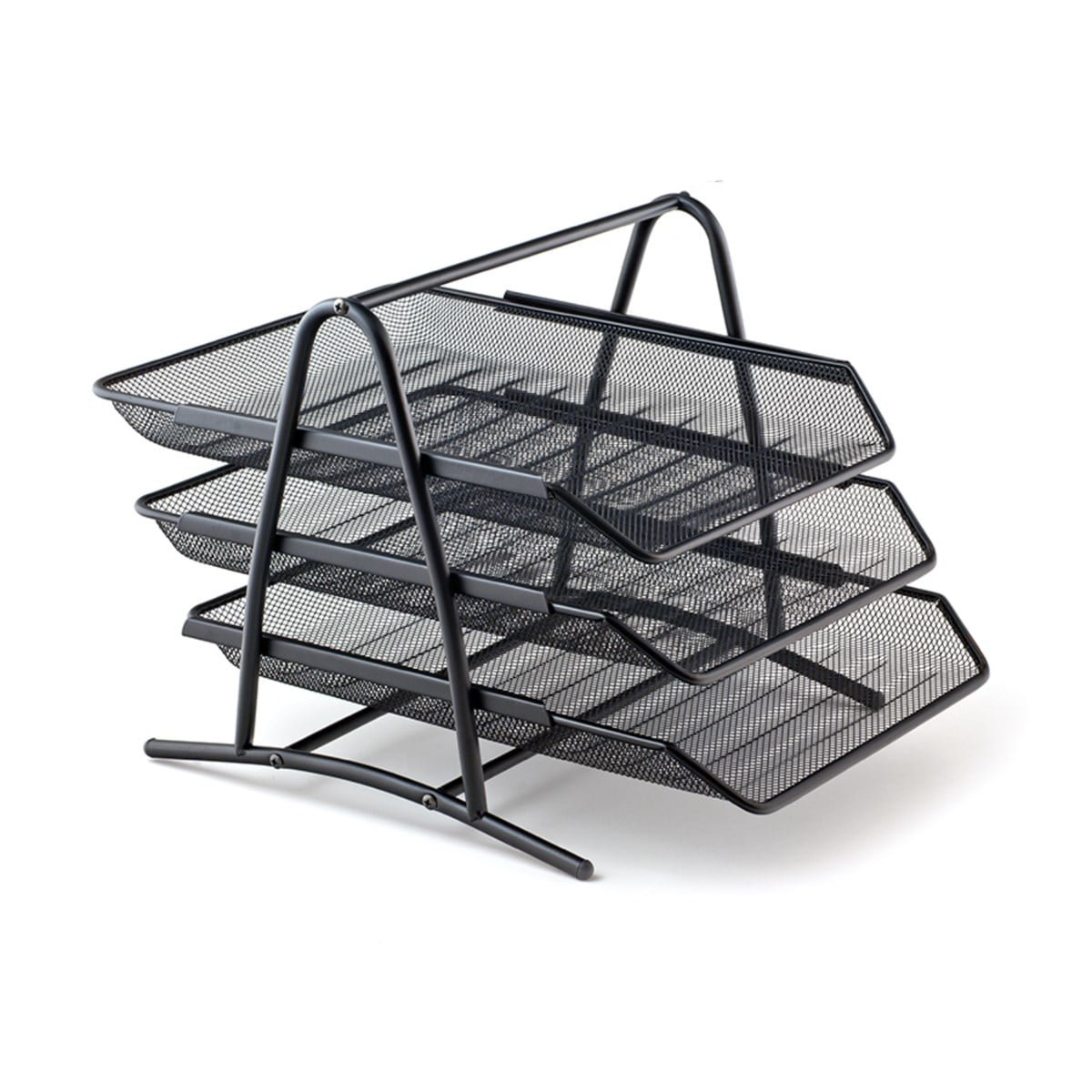 Bion Metal Evrak Rafı 3'lü Perforeli Siyah 9304