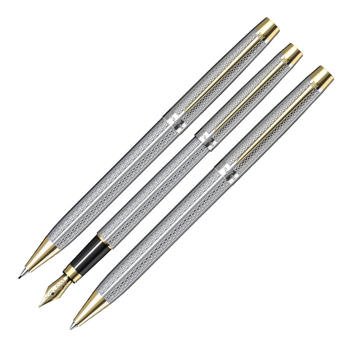 Scrikss Kalem seti 722w balık sırtı desen gold krom 3lü