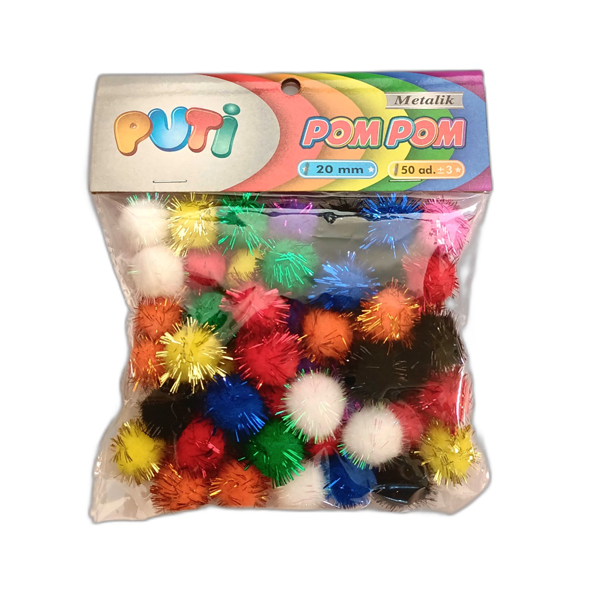 Puti Ponpon Metalik Simli 20mm 50 Adet 4483