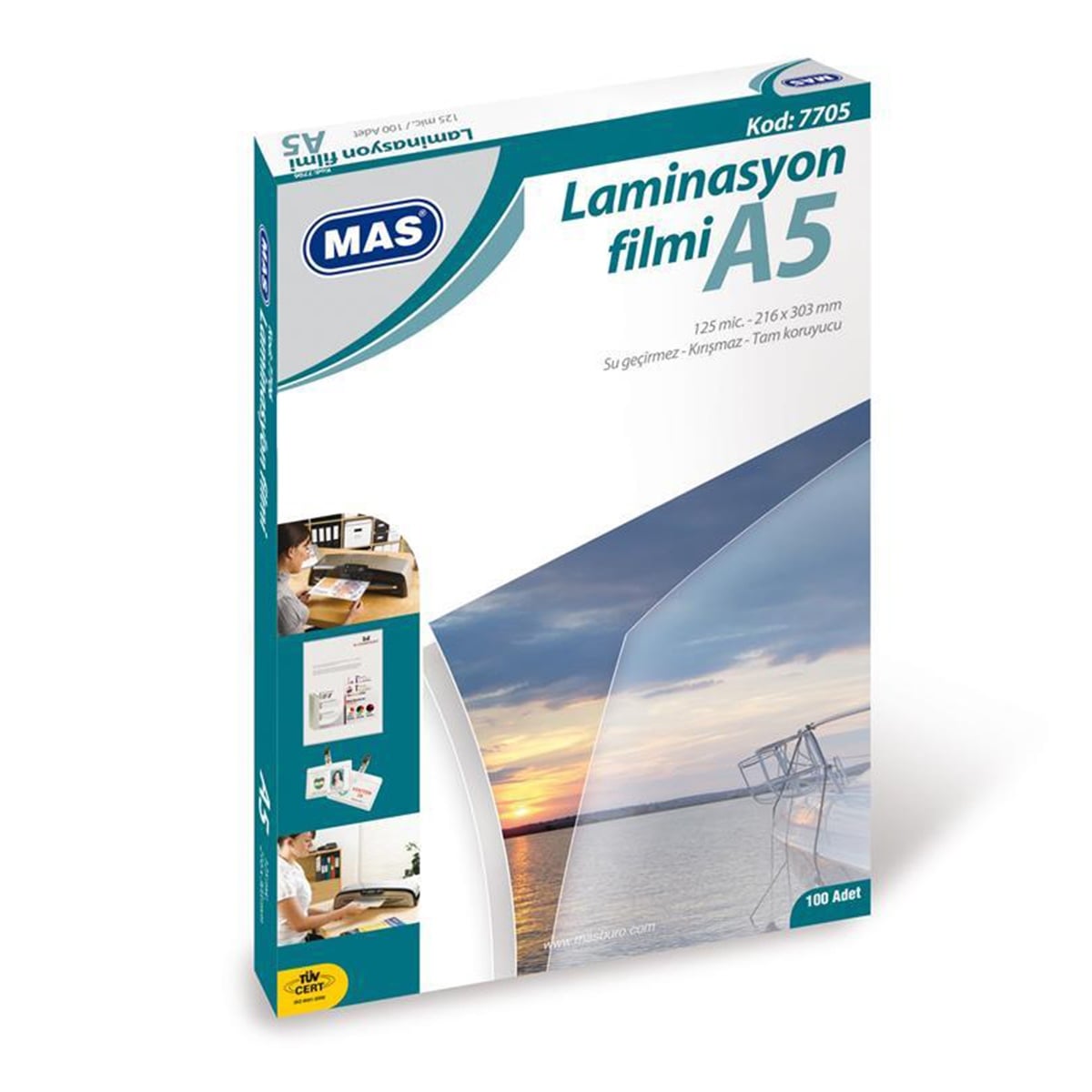 Mas 7705 laminasyon filmi A5 125mic. (100 lük pk.)