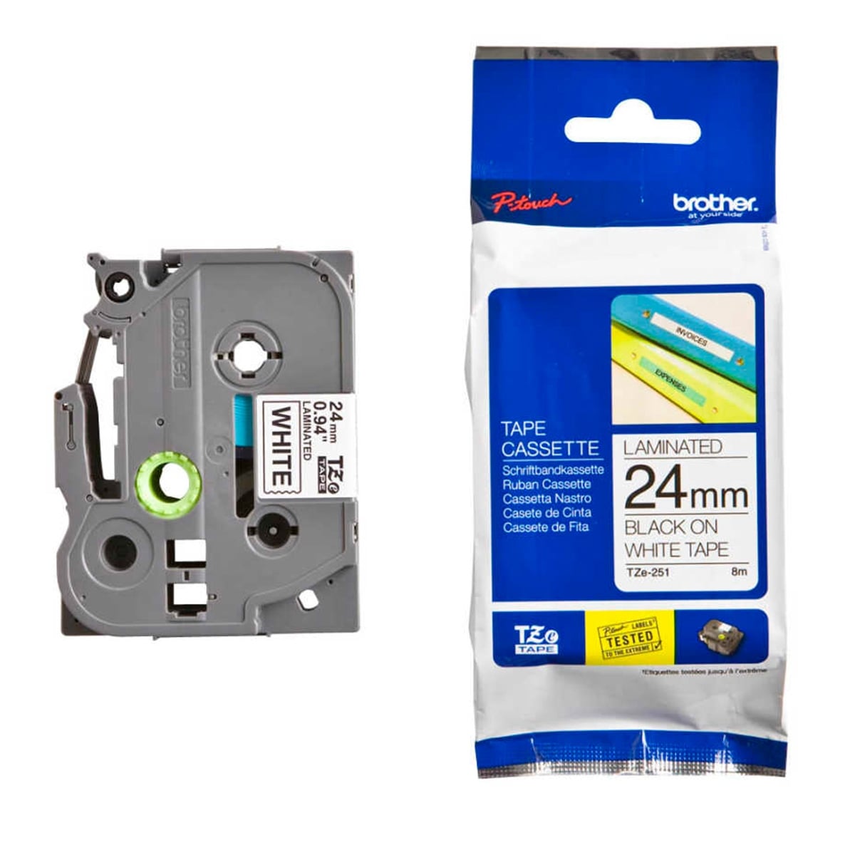 Brother tz-251 24mm beyaz/siyah etiket