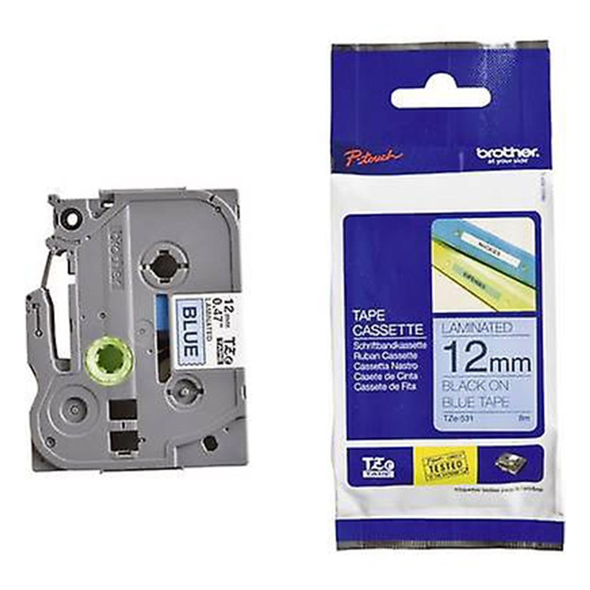 Brother tz-531 12mm mavi/siyah etiket