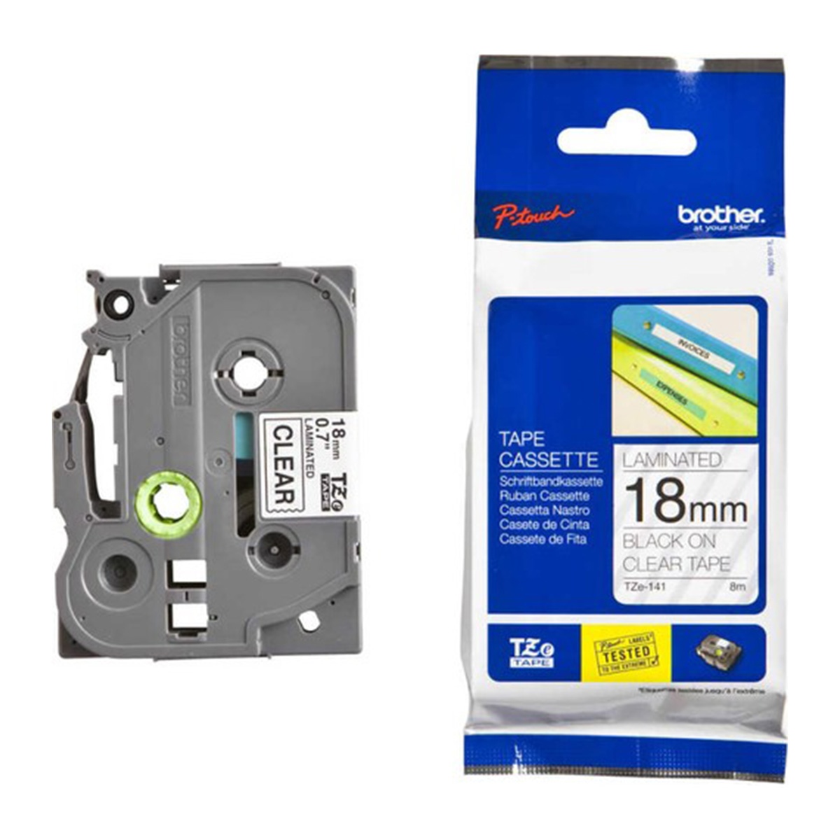 Brother tz-141 18mm şeffaf/siyah etiket