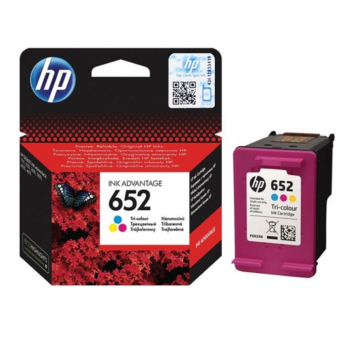 Hp f6v24ae inkjet kartuş renkli(nr:652)