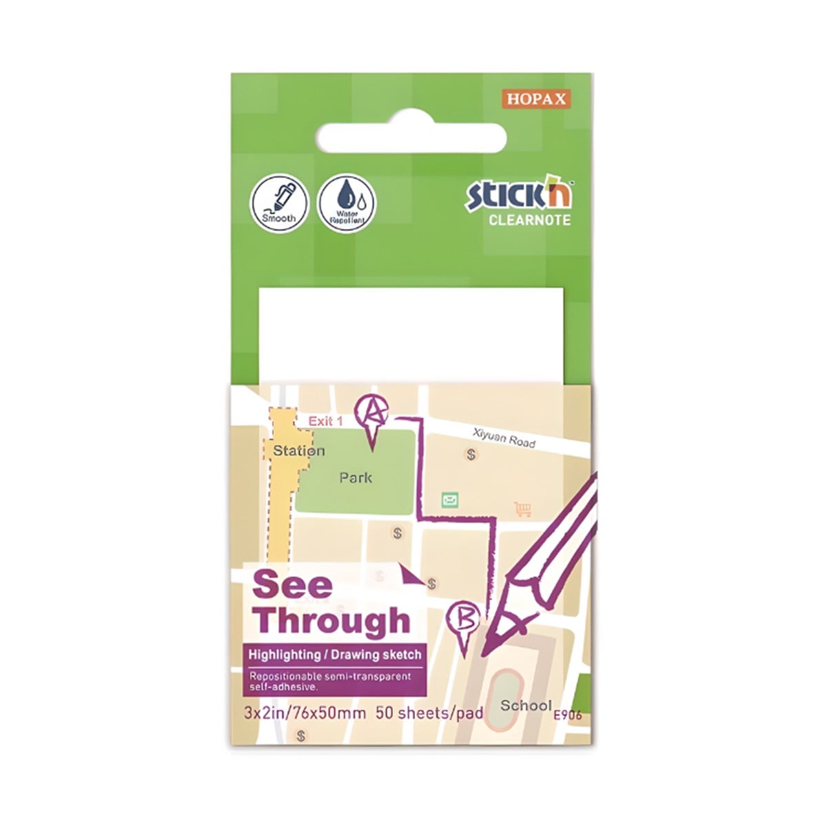 Hopax Stickn Yarı Saydam Yapışkanlı Not Kağıdı Beyaz 76x51 50 Yaprak 