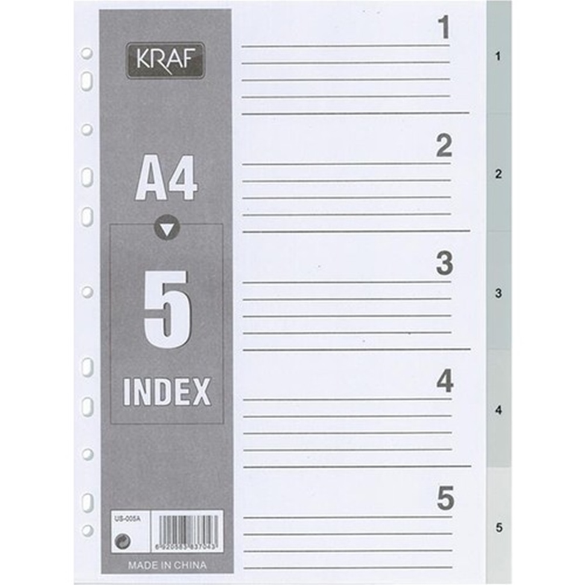 Kraf separatör 1-5 rakamlı 1005
